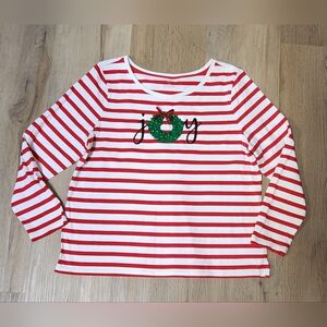 Beautiful Talbots Joy Holiday Top with Embroidered Wreath sz PXL